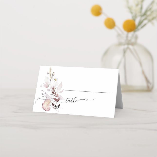 Wildflower boho minimal modern Baby Shower  Place Card (Front)