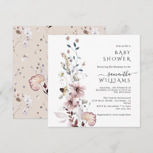 Wildflower boho minimalist modern Baby Shower Invitation