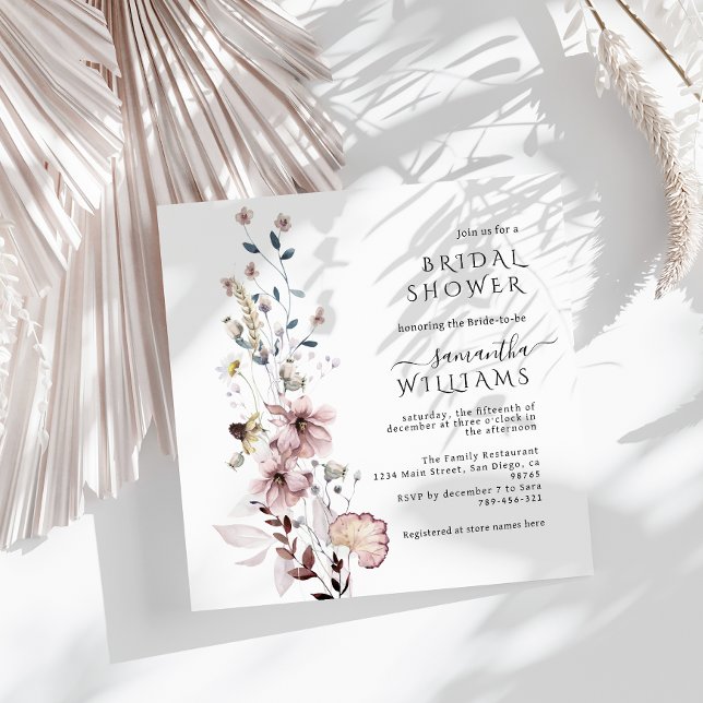 Wildflower boho minimalist modern Bridal Shower Invitation (Creator Uploaded)