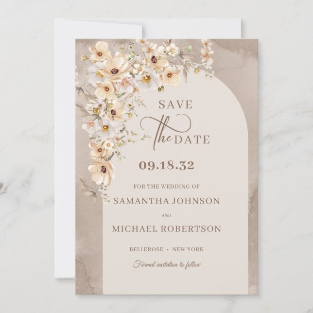 Wildflower boho minimalist modern Save the date (Front)