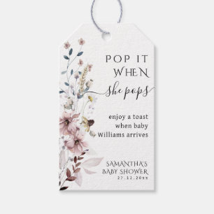 Wildflower boho modern Baby Shower Pop it When She Gift Tags