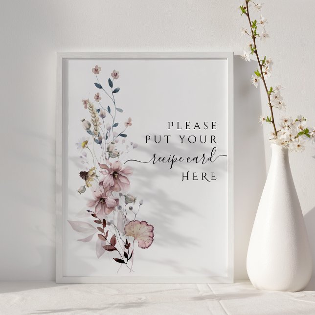 Wildflower boho  modern Bridal Shower recipe Poster (Creator Uploaded)