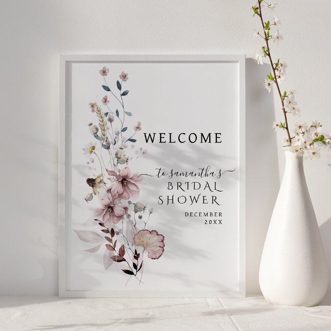 Wildflower boho  modern Bridal Shower Welcome Poster (Creator Uploaded)