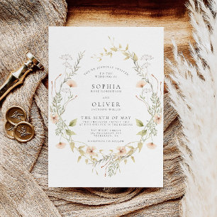 Wildflower Boho Modern Elegant Wedding Invitation