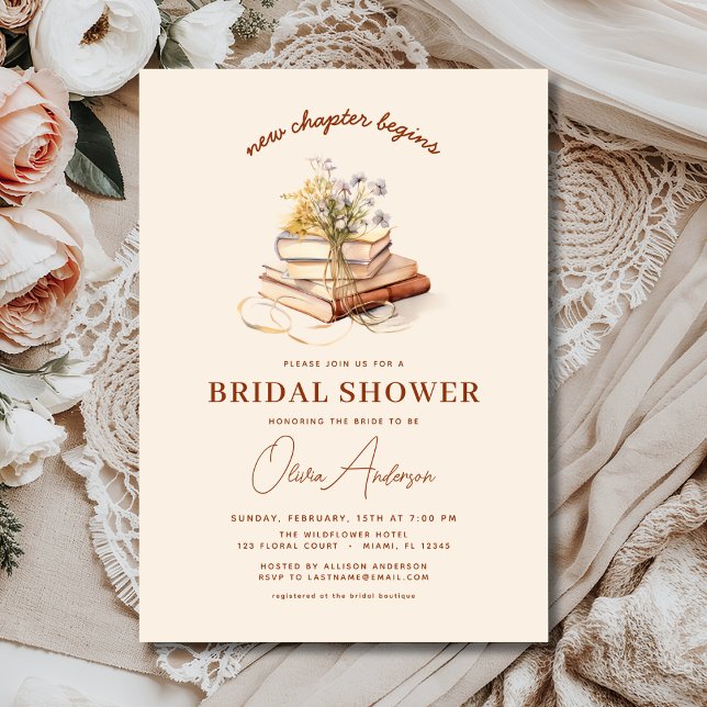 Wildflower Boho New Chapter Begins Bridal Shower Invitation (Creator Uploaded)