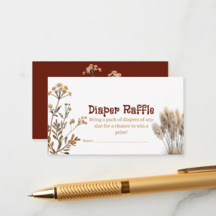 Wildflower Boho Pampas Baby Shower Diaper Raffle Enclosure Card