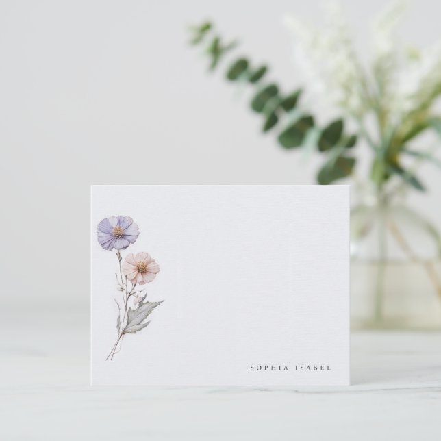 Wildflower Boho Personalised Stationery Note Card (Standing Front)