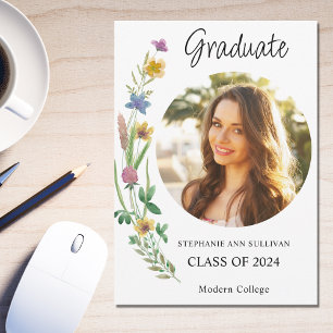 Wildflower Boho Photo Girl College Graduation Announcement