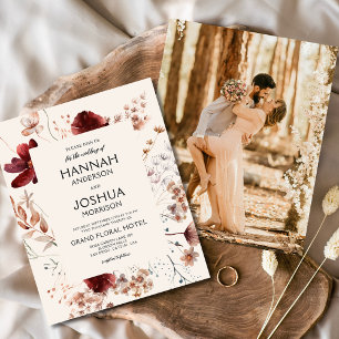 Wildflower Boho Photo Instagram Wedding Invitation