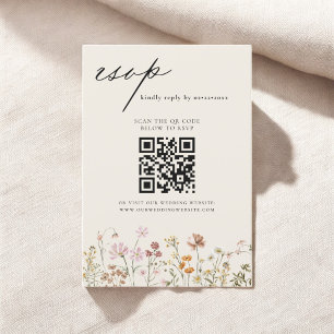 Wildflower Boho QR Code Wedding RSVP Invitation