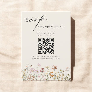 Wildflower Boho QR Code Wedding RSVP Invitation