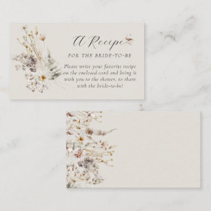 Wildflower Boho Rustic Bridal Shower Recipe Enclosure Card