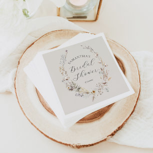 Wildflower Boho Rustic Elegant Bridal Shower Napkin