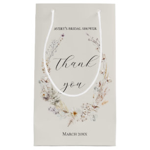 Wildflower Boho Rustic Elegant Bridal Shower Small Gift Bag