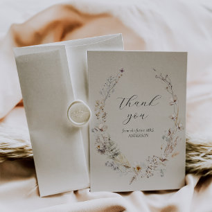 Wildflower Boho Rustic Elegant Bridal Shower Thank You Card