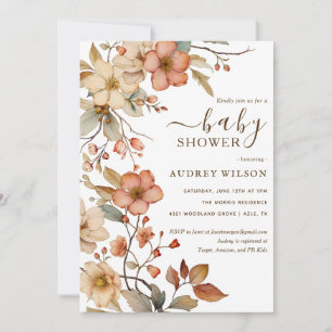 Wildflower Boho Watercolor Baby Shower Invitation