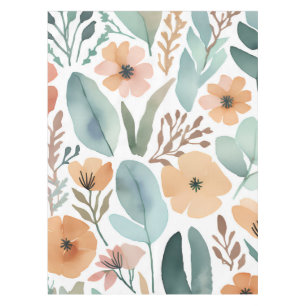 Wildflower Boho Watercolor Pastel Floral Decor Tablecloth