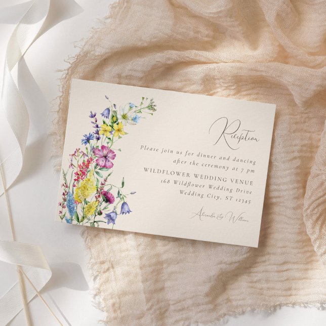 Wildflower Boho Watercolor Wedding Reception Enclosure Card (Creator Uploaded)
