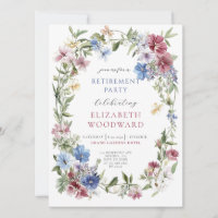 Wildflower Boho Watercolor Wreath Retirement Party