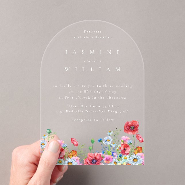 Wildflower Boho Wedding  Acrylic Invitations (Insitu (Handheld))