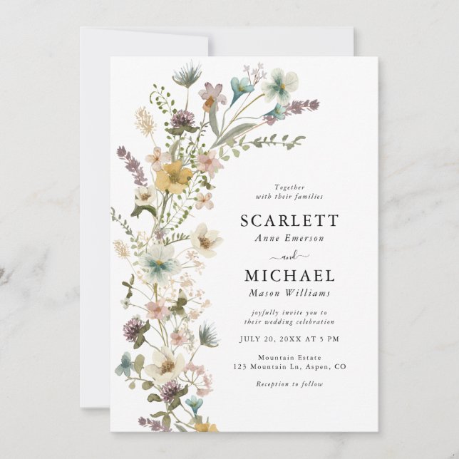 Wildflower Boho Wedding Invitation (Front)