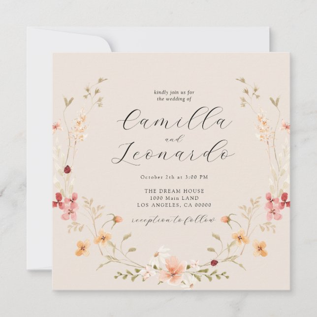 Wildflower Boho Wedding Invitation (Front)