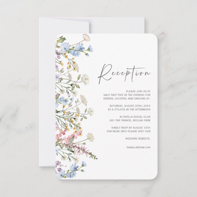 Wildflower Boho Wedding Reception Card (Front)