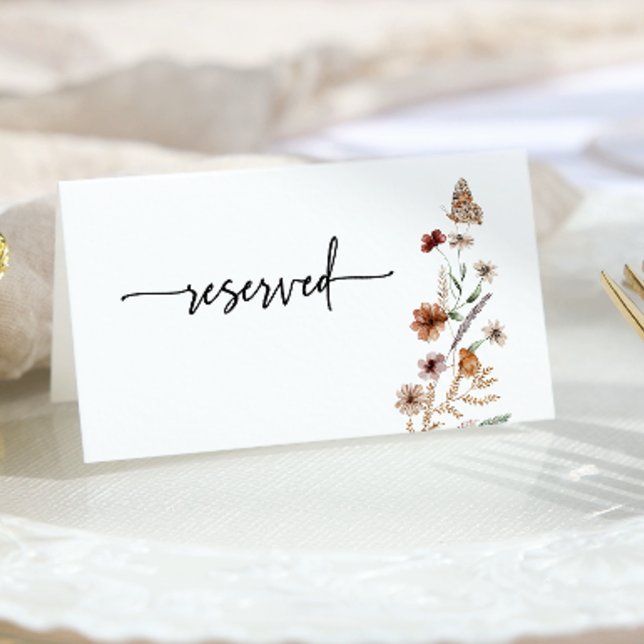Wildflower Boho Wedding Reserved Card (Wildflower Boho Wedding Reserved Card with Butterfly by Painted Paperie
)