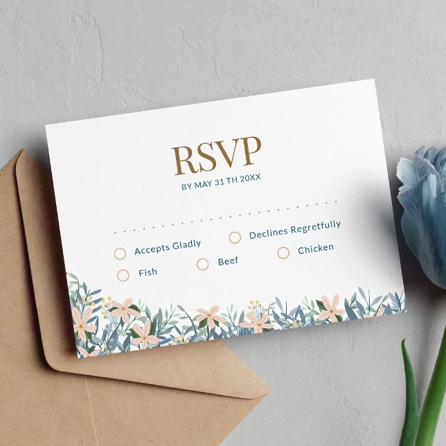 Wildflower Boho Wedding with Initial Monogram RSVP Card (Creator Uploaded)