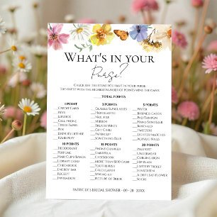 Wildflower Boho What's In Your Purse Game Card