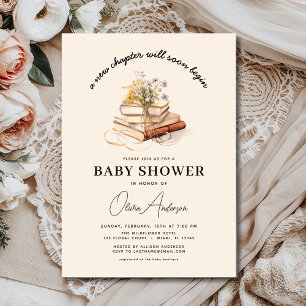 Wildflower Book New Chapter Begins Baby Shower Invitation