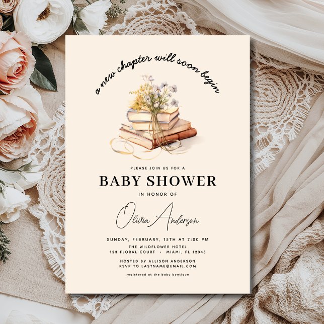 Wildflower Book New Chapter Begins Baby Shower Invitation (Creator Uploaded)