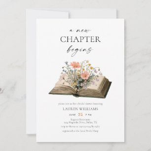 Wildflower Book New Chapter Begins Bridal Shower Invitation