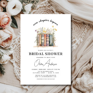 Wildflower Book New Chapter Begins Bridal Shower Invitation