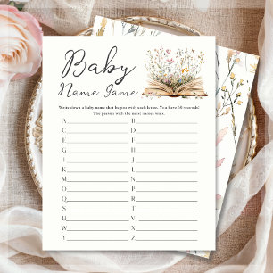 Wildflower   Book Theme Baby Name Game Sheets