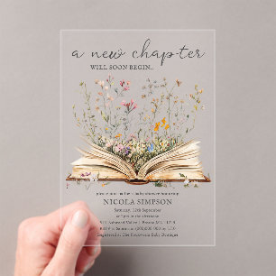 Wildflower   Book Theme Baby Shower  Acrylic Invitations