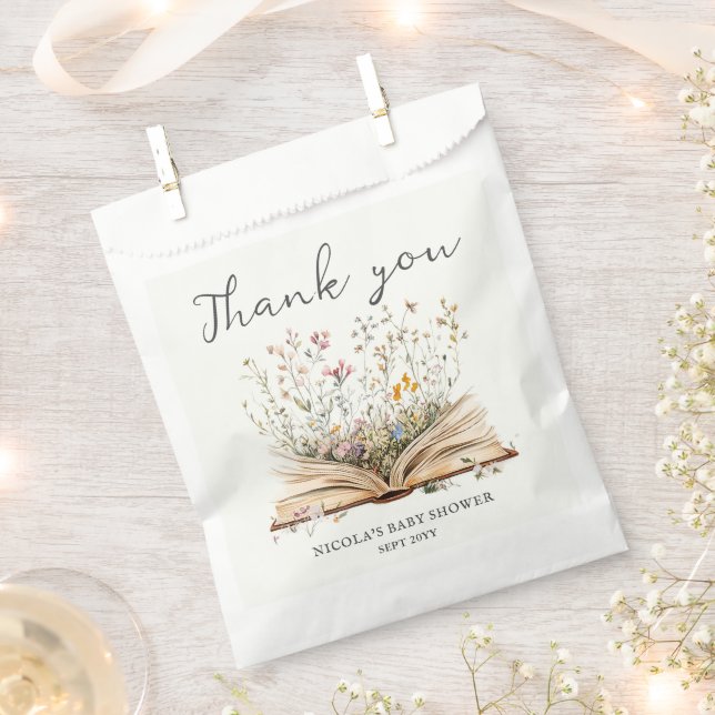 Wildflower | Book Theme Baby Shower Favour Bags (Clipped)