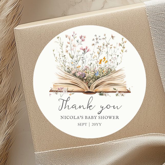 Wildflower | Book Theme Baby Shower Favour Sticker (Creator Uploaded)
