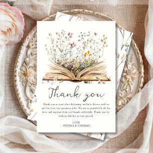 Wildflower   Book Theme Baby Shower  Thank You Card