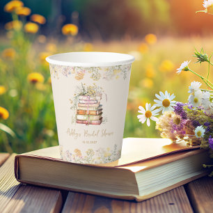 Wildflower Book Theme Bridal Shower Paper Cups