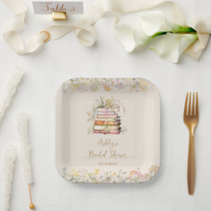 Wildflower Book Theme Bridal Shower Paper Plate