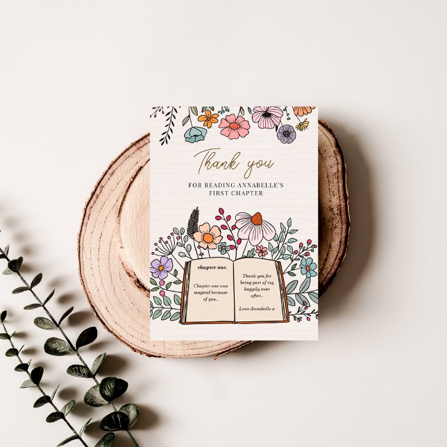 Wildflower Book Themed First Chapter Birthday Thank You Card (Creator Uploaded)