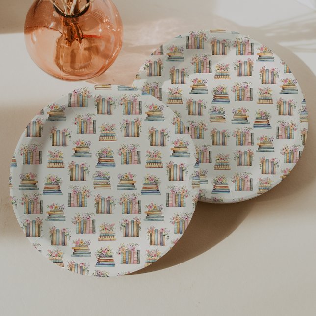 Wildflower Books Paper Plate (Watercolor Wildflower Books Paper Plates by Painted Paperie
)