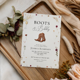 Wildflower Boots & Bubbly Western Bridal Shower Invitation
