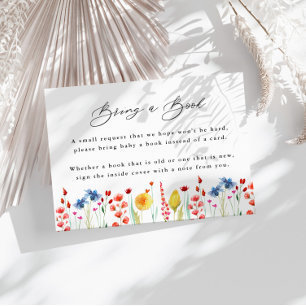 Wildflower Border Baby Shower Book Request Enclosure Card