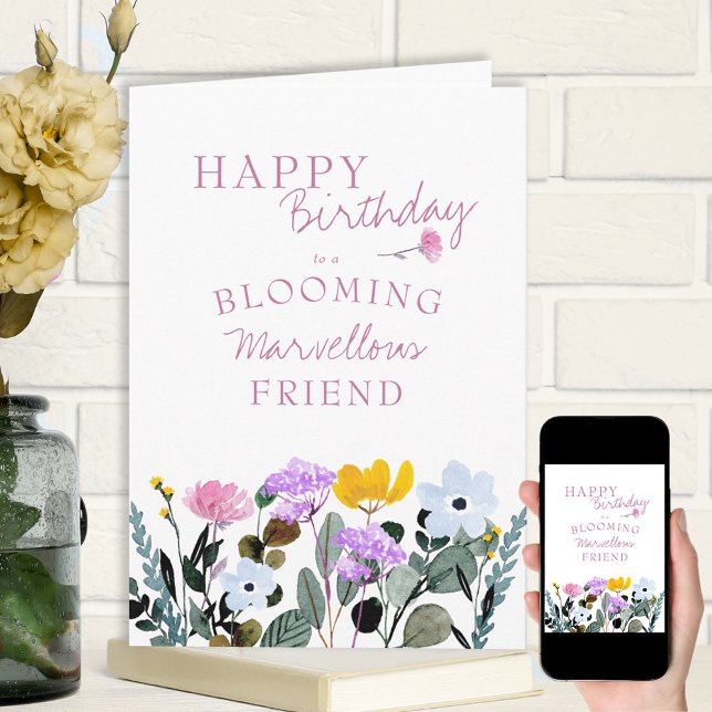 Wildflower Border Blooming Marvellous Birthday Card (Creator Uploaded)