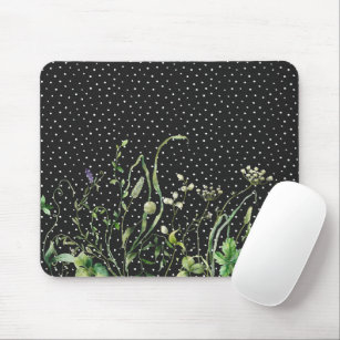 Wildflower Border On Polka Dots Mouse Mat