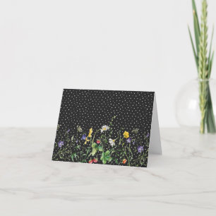 Wildflower Border On Polka Dots Note Card
