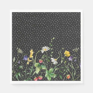 Wildflower Border On Swiss Dots Napkin