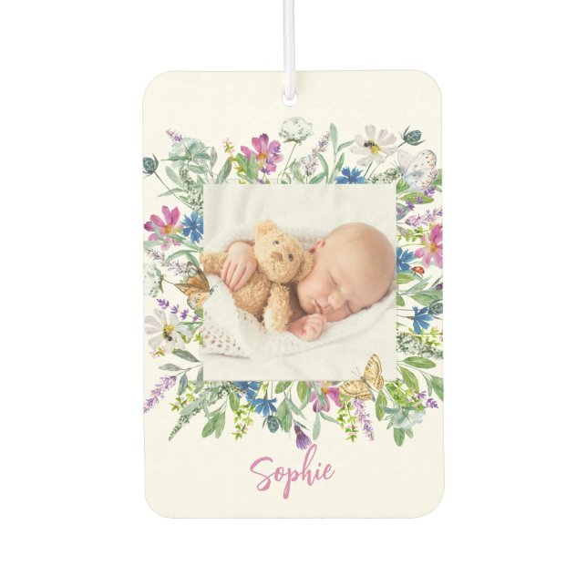 Wildflower Border Photo  Car Air Freshener (Front)